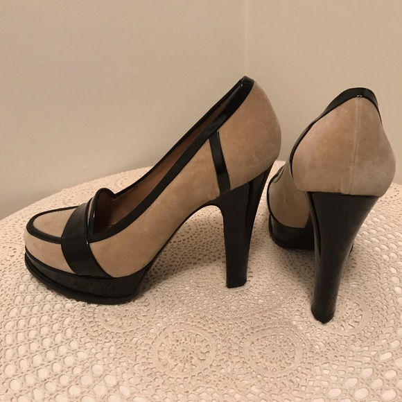 Yves Saint Laurent Loafer Platform Heels Nude & Black Size 10 - Picture 6 of 8